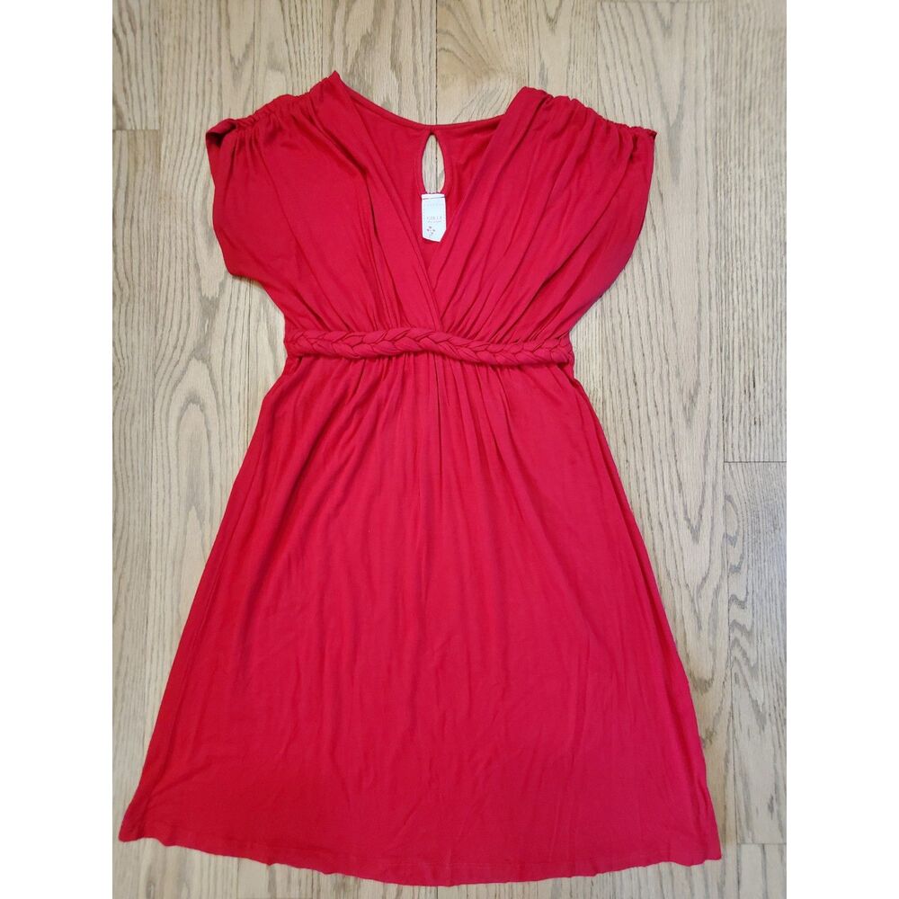 ModCloth Gilli Womens S Wrap Front Braided Dress Ripe Cherry Empire Waist Y2K